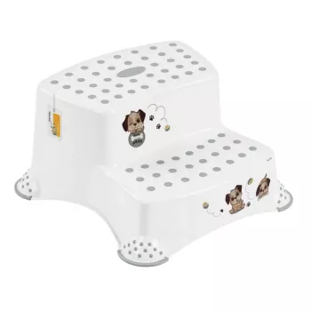 keeeper Banco de dos escalones Igor Dogs, Blanco, 40 x 37 x 21 cm, capacidad de carga 120 kg, patas antideslizantes