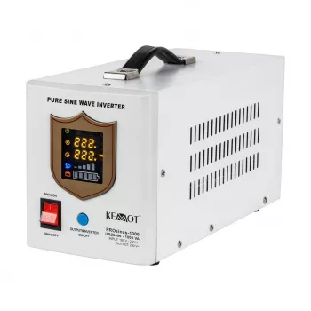 KEMOT PROsinus-1000 alimentación de emergencia – inversor de onda sinusoidal pura con función de carga 12V, 230V, 1000VA/700W