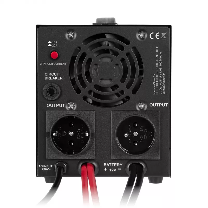 KEMOT PROsinus-1000 inversor de onda sinusoidal pura con función de carga, 12V 230V 1000VA/700W, negro