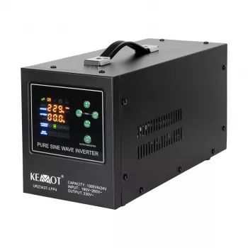 Inversor de onda sinusoidal pura KEMOT PROsinus-1500/24-LFP4 con función SAI 1500VA/1050W 24V DC a 230V AC con cargador de batería