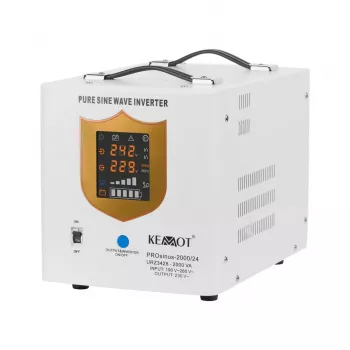 Convertidor SAI KEMOT PROsinus-2000/24 con onda sinusoidal pura y función de carga 24V 230V 2000VA/1400W