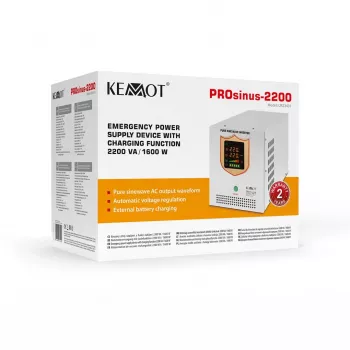 KEMOT PROsinus-2200 Inversor de onda sinusoidal pura con función de carga 12V, 230V, 2200VA/1600W