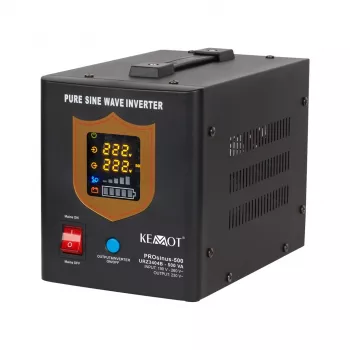 KEMOT PROsinus-500 SAI, onda senoidal pura, 12V 230V 500VA/300W, Negro