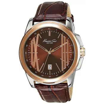 KENNETH COLE reloj automático esqueleto para hombre IKC8096 - caja de acero inoxidable de 44mm, correa de piel negra