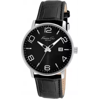 Kenneth Cole Reloj de hombre IKC8005 Classic Dress Watch 42mm Caja de acero inoxidable Correa de piel marrón