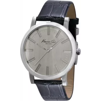 Reloj de hombre KENNETH COLE IKC1931 44mm caja de acero inoxidable esfera azul correa de piel marrón