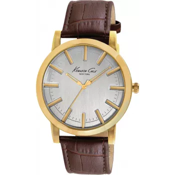 KENNETH COLE Reloj para hombre IKC8043 43,5 mm acero inoxidable cuarzo analógico esfera negra correa plateada