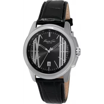 KENNETH COLE Reloj hombre IKC8095 44mm acero inoxidable cuarzo analógico esfera negra correa plateada