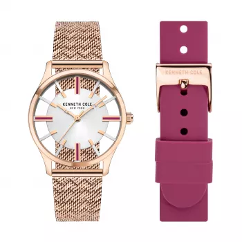 Reloj analógico de cuarzo de mujer Kenneth Cole KCWLG2124002 34,5mm plateado malla de acero inoxidable