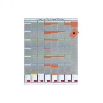 Kensington Nobo T-Card planificador semanal de planificación, 8 columnas, 54 ranuras, panel metálico, gris, montaje en pared, incluye 100 tarjetas T y 10 tiras de título 2910800
