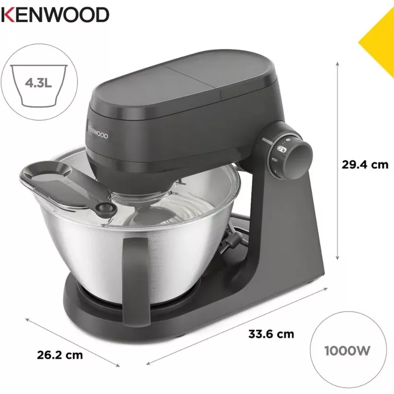Kenwood KHC30.045GY 1000 W robot de cocina con bol de 4,3 L, acero inoxidable, gris