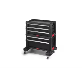 KETER BOOKCASE 5 DRAWERS TOOL CHEST SET Caja de herramientas modular con ruedas negra y roja