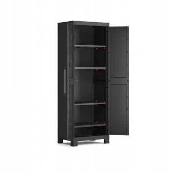 Keter Armario Ropero Detroit 62x182x45cm con Estantes Divididos - Negro/Gris