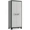 Keter Armario de herramientas Titan 80x44x182 cm gris oscuro/negro Armario de almacenamiento de resina de polipropileno de alta resistencia con 4 estantes ajustables, puertas dobles con cerradura, resistente a la intemperie, para interior y exterior