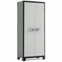 Keter Armario de herramientas Titan 80x44x182 cm gris oscuro/negro Armario de almacenamiento de resina de polipropileno de alta resistencia con 4 estantes ajustables, puertas dobles con cerradura, resistente a la intemperie, para interior y exterior