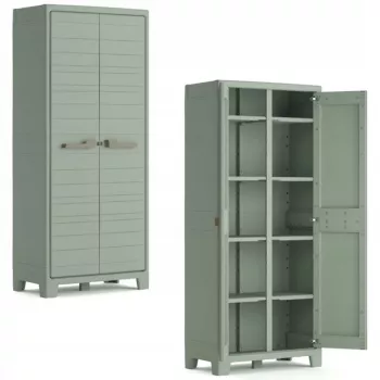 KETER Utility Storage Cabinet con 4 estantes ajustables, Verde/Beige, 11011559