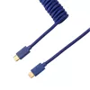 Keychron Cable en espiral aviador azul USB-C a USB-A con conector desmontable GX16 de 4 pines, 200 cm