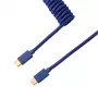 Keychron Cable en espiral aviador azul USB-C a USB-A con conector desmontable GX16 de 4 pines, 200 cm