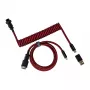 Cable Coiled Aviator Keychron - rojo (USB-A a USB-C, 2m, GX12 desmontable)