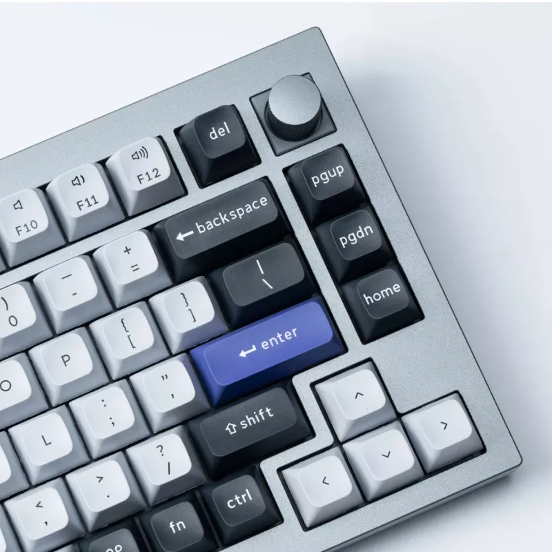 Keychron Double Shot KSA PBT Juego de keycaps, gris oscuro/blanco humo