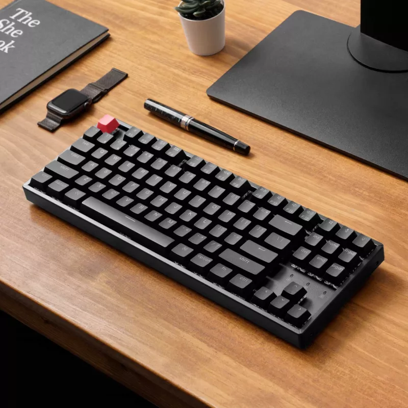 Keychron K8 QMK 80% TKL teclado mecánico inalámbrico V2 Red Switches - Negro