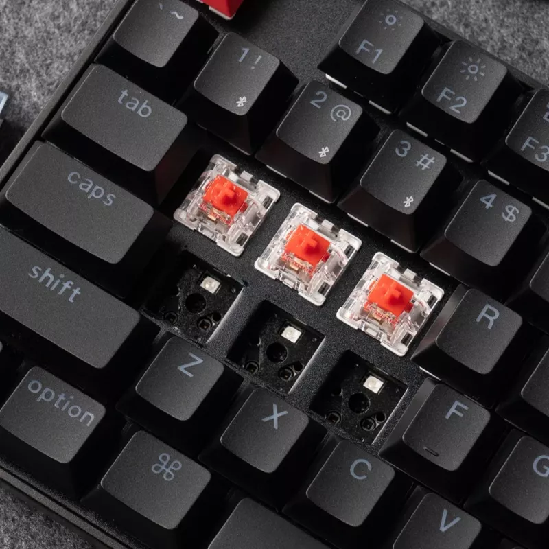 Keychron K8 QMK 80% TKL teclado mecánico inalámbrico V2 Red Switches - Negro
