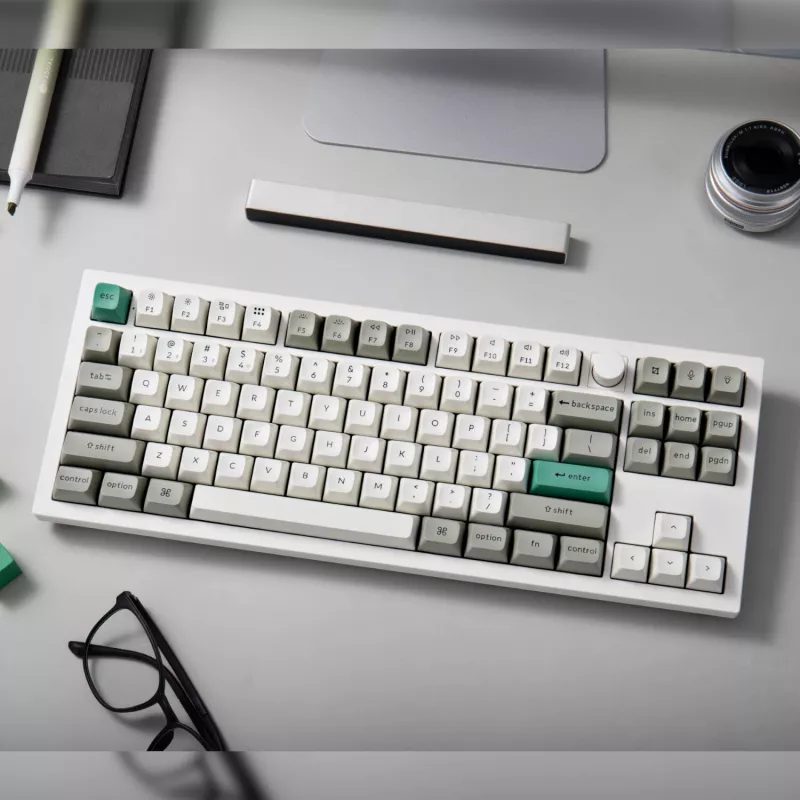 Keychron Q3 Max 80% teclado completamente montado con dial, interruptores rojos, Hot-Swap Gateron Jupiter teclado inalámbrico RGB - Shell White