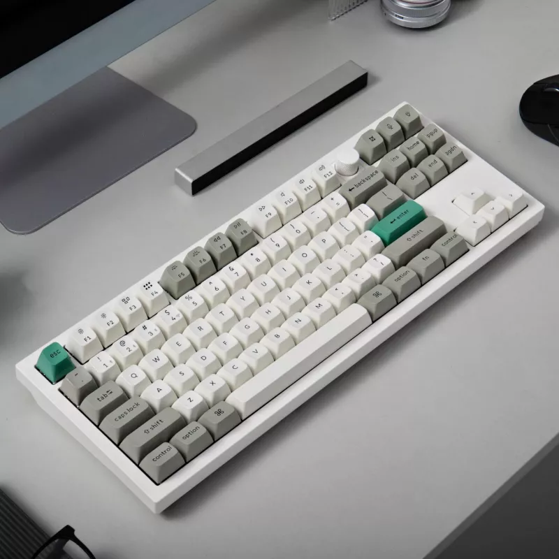 Keychron Q3 Max 80% teclado completamente montado con dial, interruptores rojos, Hot-Swap Gateron Jupiter teclado inalámbrico RGB - Shell White