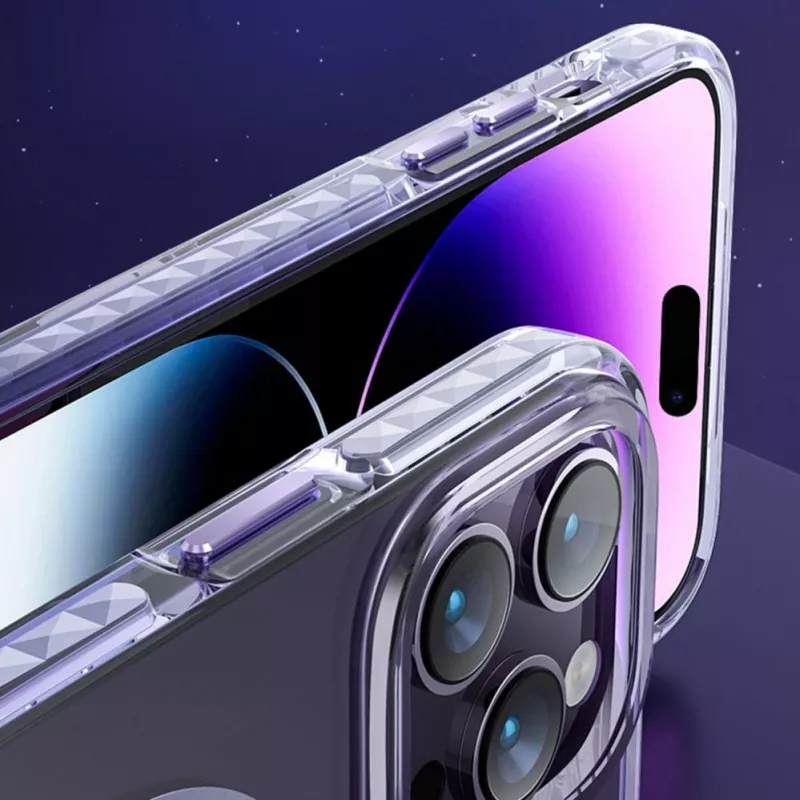 Funda magnética Kingxbar PQY Ice Crystal Series para iPhone 14 Pro MagSafe Rosa y azul