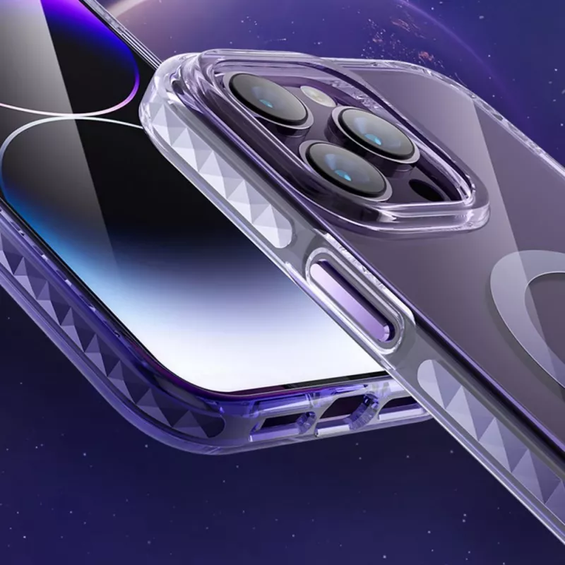 Funda magnética Kingxbar PQY Ice Crystal Series para iPhone 14 Pro MagSafe Rosa y azul
