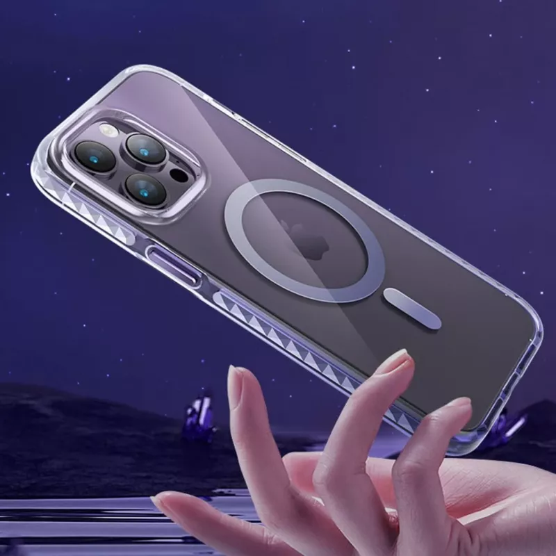 Funda magnética Kingxbar PQY Ice Crystal Series para iPhone 14 Pro MagSafe Rosa y azul
