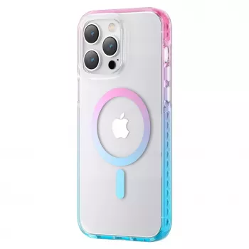 Funda magnética Kingxbar PQY Ice Crystal Series para iPhone 14 Pro MagSafe Rosa y azul