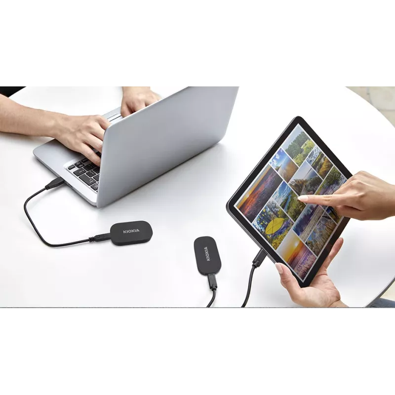 KIOXIA EXCERIA PLUS G2 500GB SSD externa portátil USB 3.2 Gen 2 USB-C cifrado por hardware AES de 256 bits TCG Opal 2.01