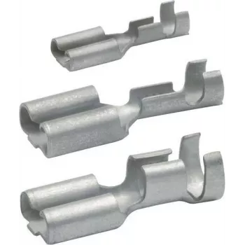 Klauke 18201A Terminal plano hembra sin aislar 0,5-1,0 mm², conector 6,3 mm, crimp, E-Cu estañado, DIN 46247, pack de 100