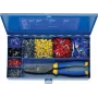 Klauke SK47B set de alicates de crimpar con cortacables, terminales aislados, mecanismo de carraca, azul/amarillo
