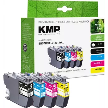 Juego de cartuchos de tinta remanufacturados KMP B100V para Brother LC-3213 - negro, cian, magenta, amarillo (pack de 4, 4x400 páginas)