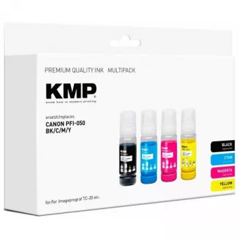 KMP Compatible Canon PFI-050 Cartuchos de tinta multipack Negro/Cian/Magenta/Amarillo (1588,0005)