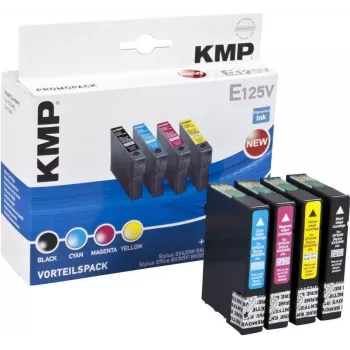 KMP E125V Cartuchos de tinta compatibles pack de 3 – cian, magenta, amarillo para Epson Stylus SX230, SX235, SX430, SX438, WorkForce WF-3520, WF-3530, WF-3540, WF-7015, WF-7515, WF-7525 1617,4050