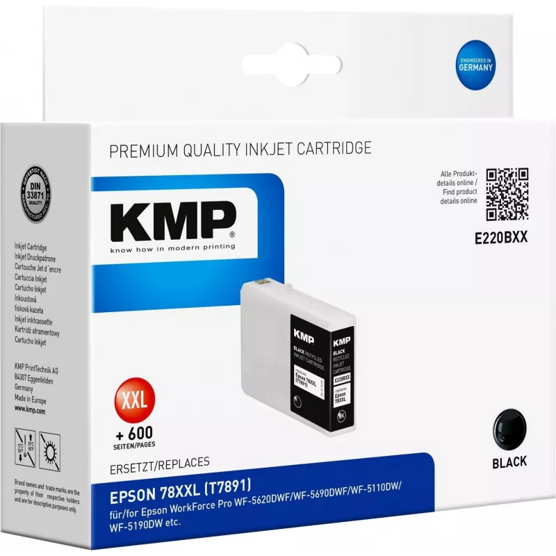 KMP E220BXX - 80 ml - alto rendimiento - negro - compatible - cartucho de tinta (alternativa a Epson T7891) para Epson WorkForce Pro WF-5110DW, WF-5190DW, WF-5620DWF, WF-5690DWF