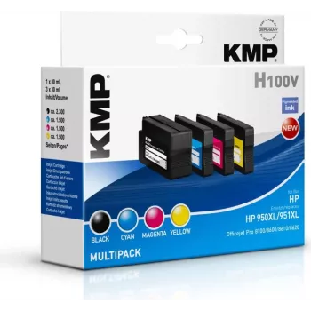 KMP H100V Multipack de cartuchos de tinta de alto rendimiento - negro, cian, magenta, amarillo - compatible con HP Officejet Pro 251dw, 276dw, 8100, 8600, 8610, 8615, 8620, 8625, 8630 - pack de 4