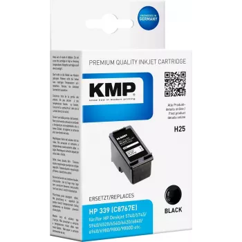 KMP H25 Cartucho de tinta negro de alta capacidad (21 ml) compatible con HP 339 (C8767EE) para HP Deskjet 5740, 6540, Officejet 72XX, 73XX, 74XX, Photosmart 25XX, 26XX, 27XX, 8050, 8450
