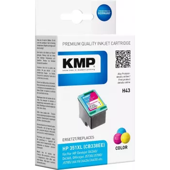 KMP H43 cartucho de tinta tricolor compatible (cian, magenta, amarillo) - 21 ml - sustituye a HP 351XL / CB338EE - para HP Officejet J6413, J6415, Photosmart C4450, C4470, C4472, C4524, C4585, C5225, C5288 1707.4351