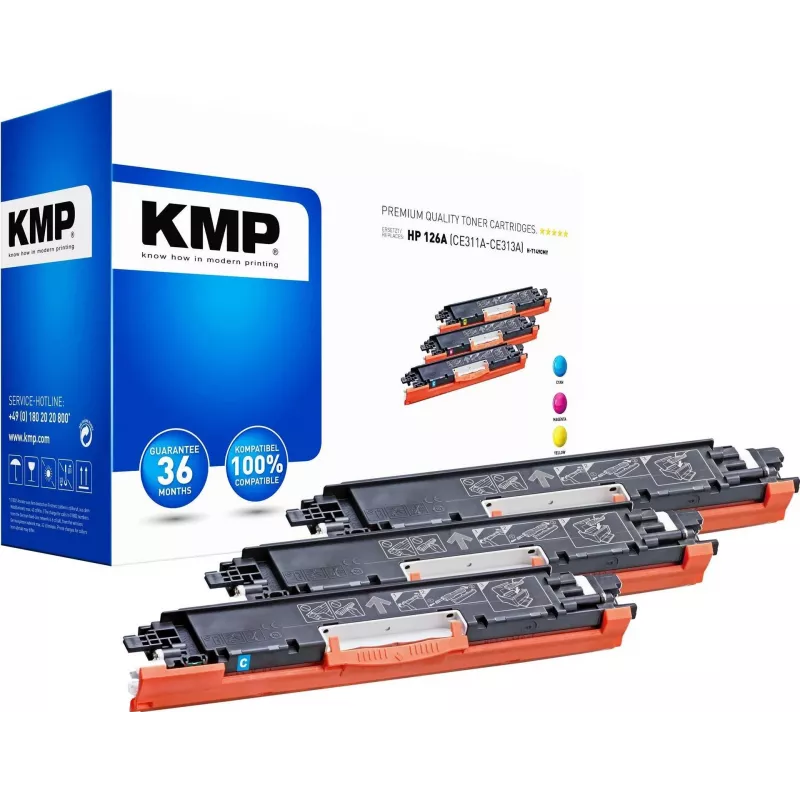 KMP PRINTTECHNIK KMP MULTIPACK H-T149CMY Pack de 3 cartuchos de tóner compatibles (cian, magenta, amarillo) para HP Color LaserJet CM2320/CP2025 Serie - Sustituye a HP 126A 1226,0030