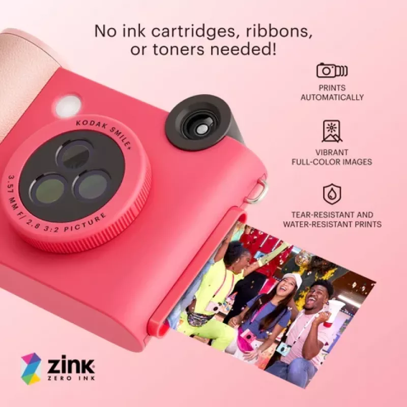 Kodak SMILE+ Cámara instantánea, 2x3 pulgadas, Fucsia