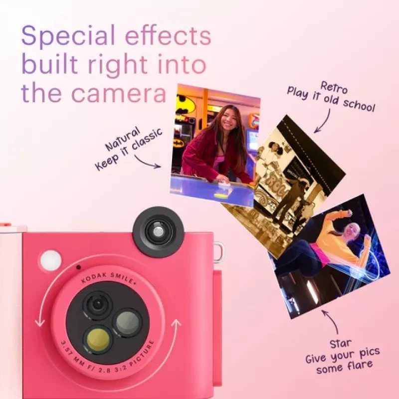 Kodak SMILE+ Cámara instantánea, 2x3 pulgadas, Fucsia