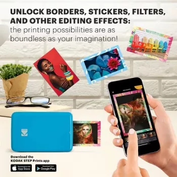 KODAK STEP Impresora de fotos móvil instantánea - Color ZINK 2x3 pulgadas - 1 ppm - Bluetooth - Azul