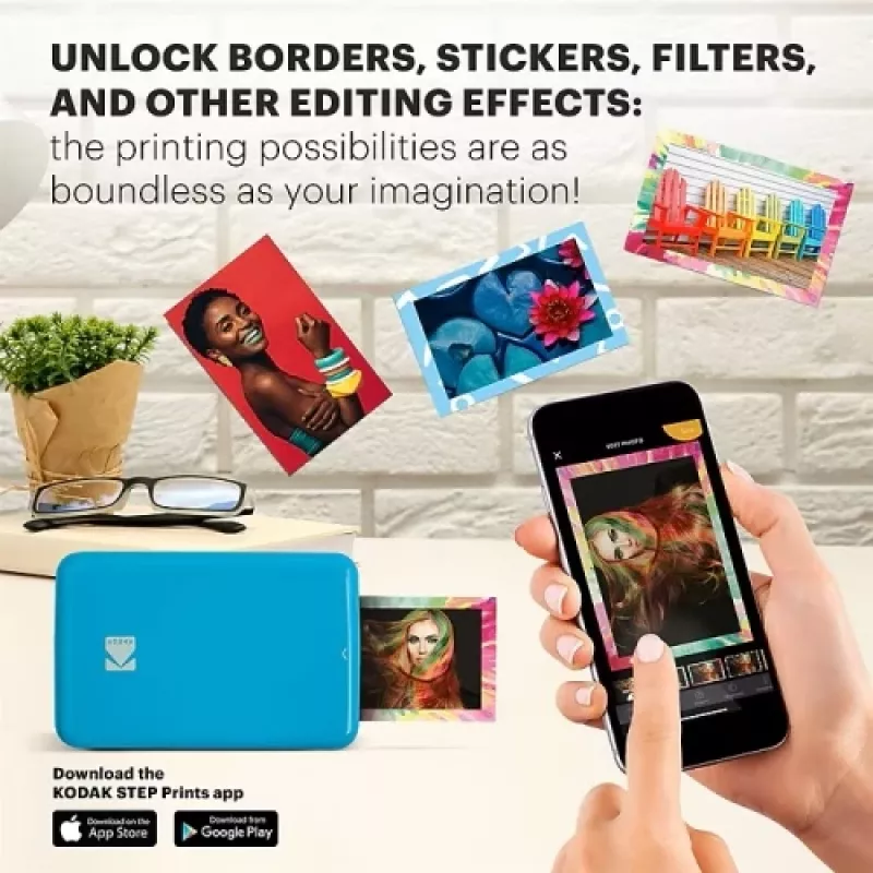 KODAK STEP Impresora de fotos móvil instantánea - Color ZINK 2x3 pulgadas - 1 ppm - Bluetooth - Azul
