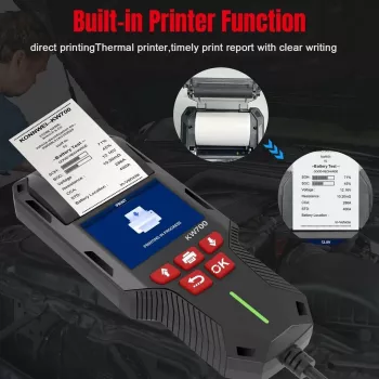 KONNWEI Comprobador de baterías 6V/12V/24V con impresora integrada
