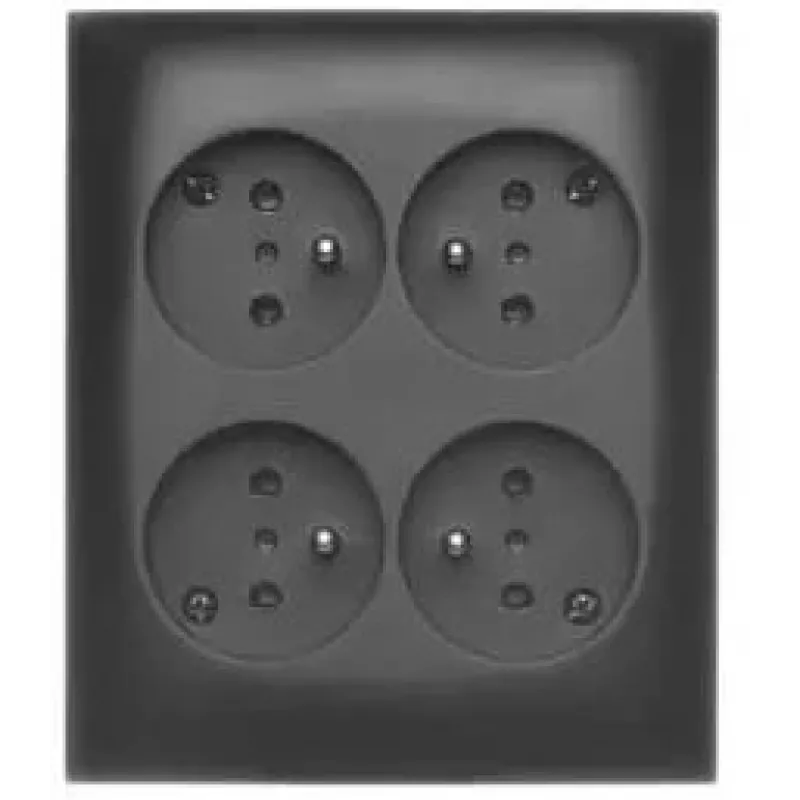KONTAK-SIMON Toma de corriente de superficie Aquaclick 4x tipo E IP20 negra ACGZN4/49