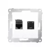 KONTAK-SIMON D62.01/11 Toma de computadora 2 puertos Cat.6 UTP con tapas antipolvo, blanca